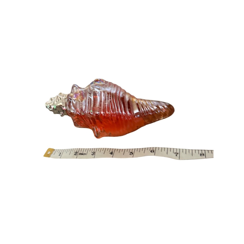 Vintage Avon Lilac Foaming Bath Oil Iridescent Amber Glass Conch Shell Decanter